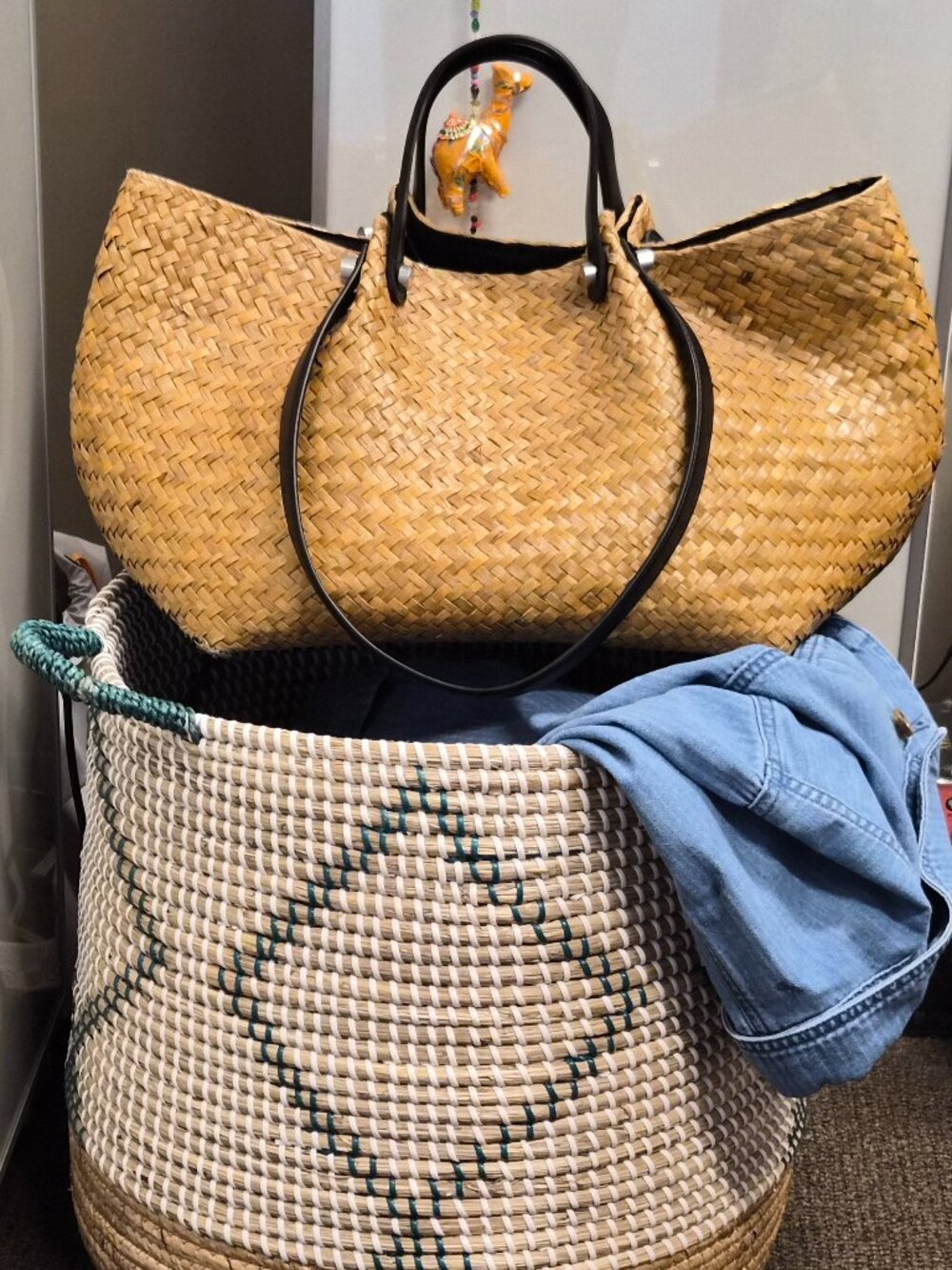 All Saints Straw Tote - Modern Shape